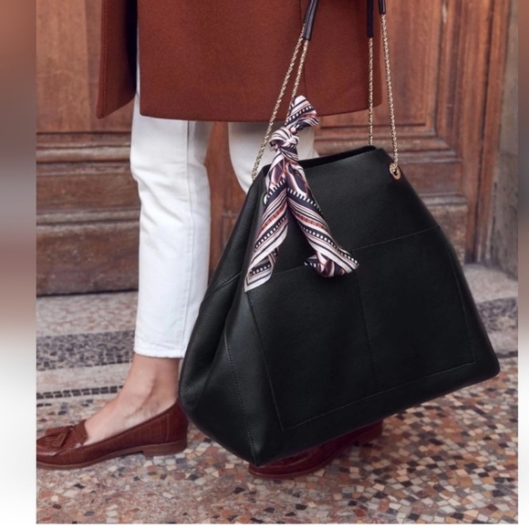 Sezane Handbags - Sézane Gaby Black Leather Tote Bag